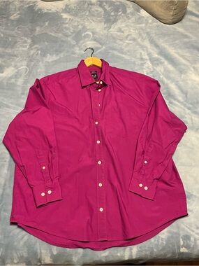 GAP Women’s Oversized Magenta Button-Down Dress Shirt